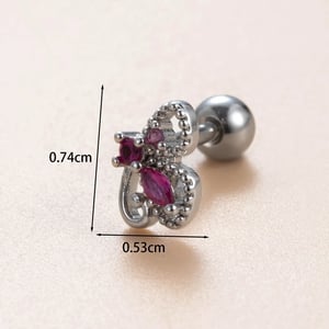 1 Piece Simple Series Butterfly Copper Silver Color Zircon Women's Stud Earrings h5 